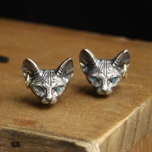 "Macie" Egyptian Cat Stud Earrings – Elegant Ancient-Inspired Minimalist Jewelry